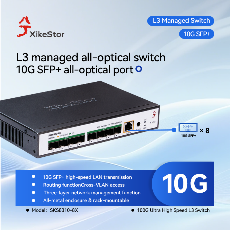 Sfp+ 10G Managed Switch 8 Port - XikeStor Three-Layer Management Full 10G Switch,