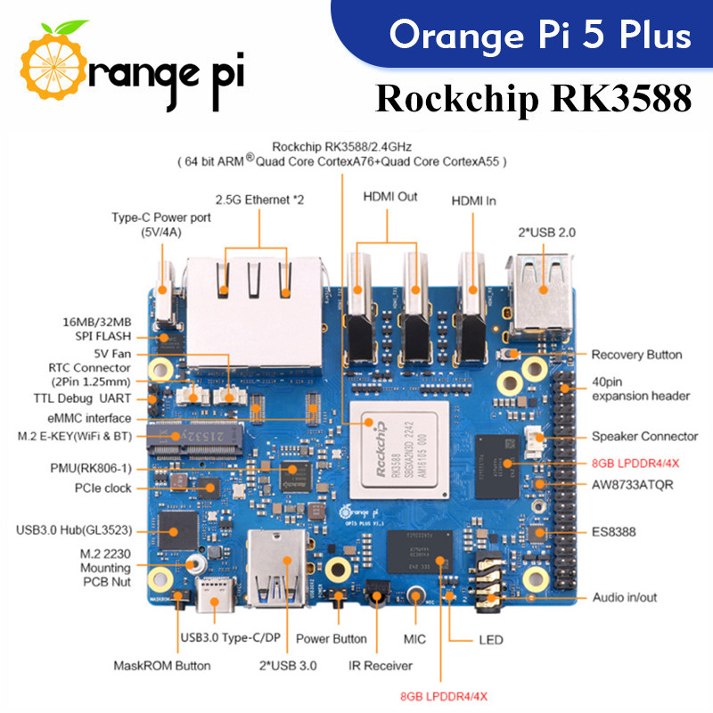 Orange Pi 5 Plus  Single Board - Orange Pi 5 Plus 32Gb recension och pris
