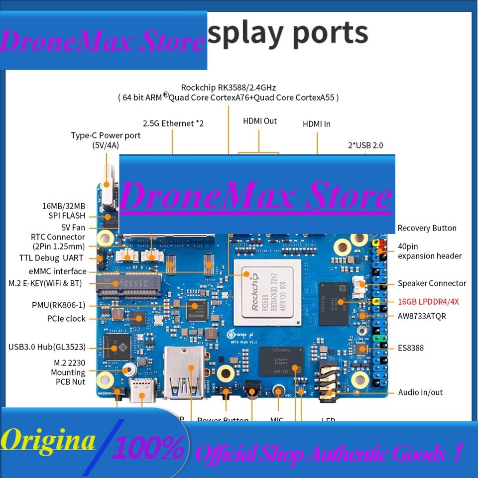 DroMaRockchip Single Board RK3 - Orange Pi 5 Plus 32Gb recension och pris
